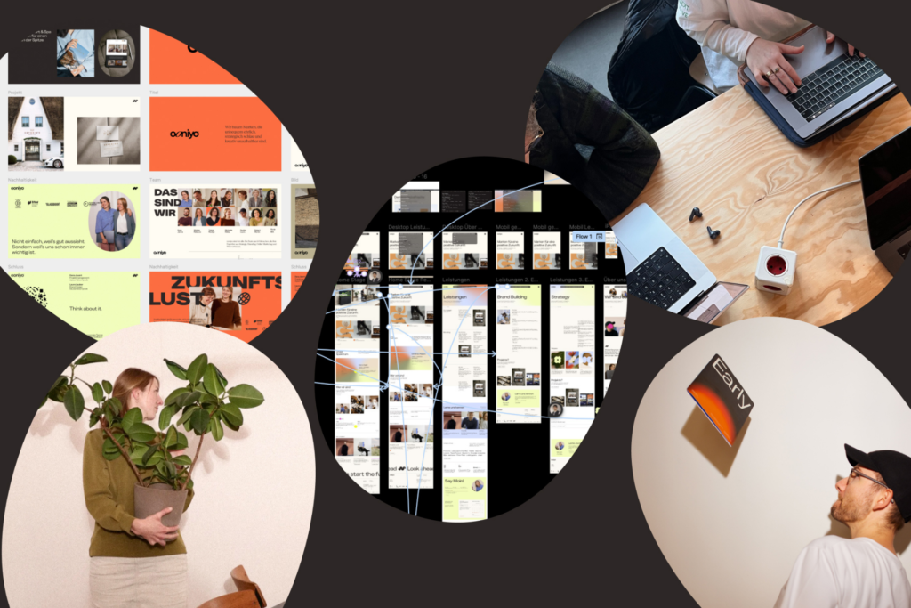 Zusammenschnitt verschiedener Bilder | Journalbeitrag mit Tipps zum Markenrelaunch von ooniyo Brand Design & Strategy ehemals redeleit und junker