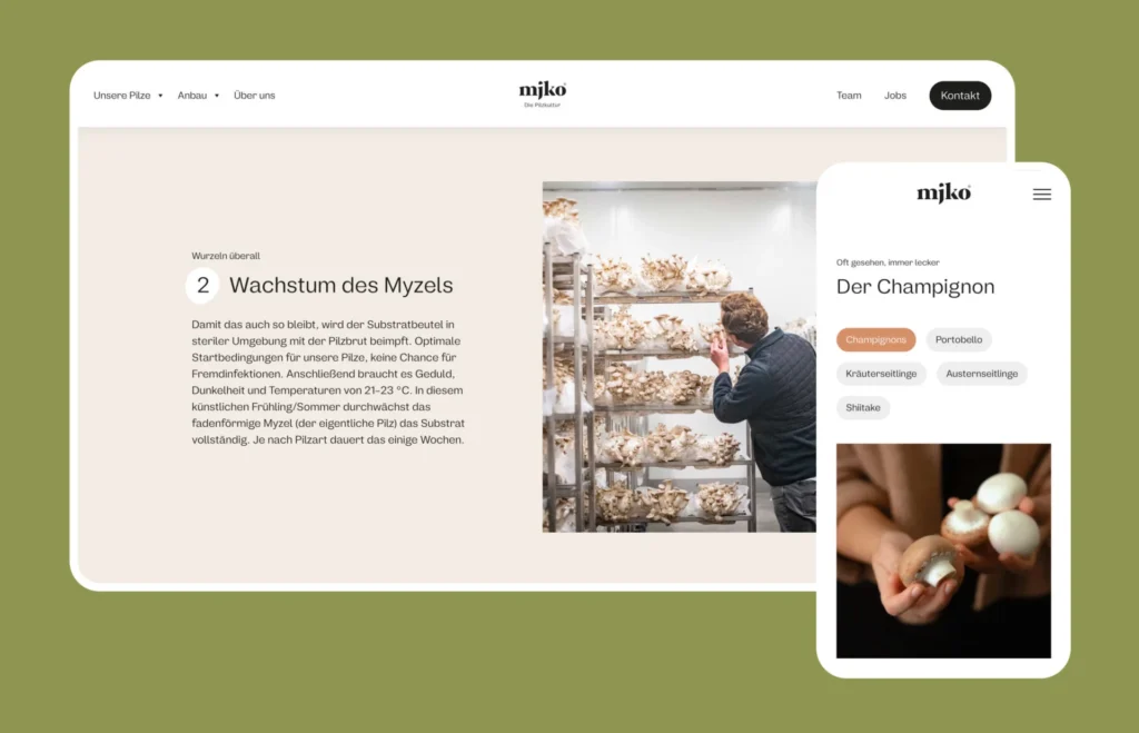 mjko Website: Screenshot mobile und desktop Ansicht | Agentur Ooniyo